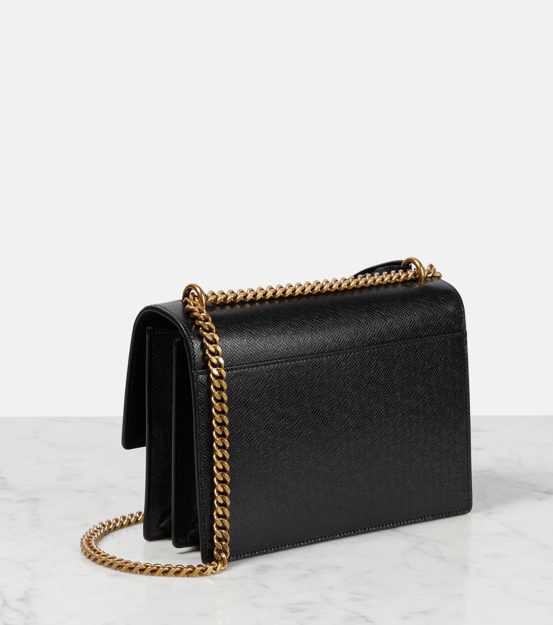 Sunset Medium Leather Shoulder Bag in Black Saint Laurent Mytheresa