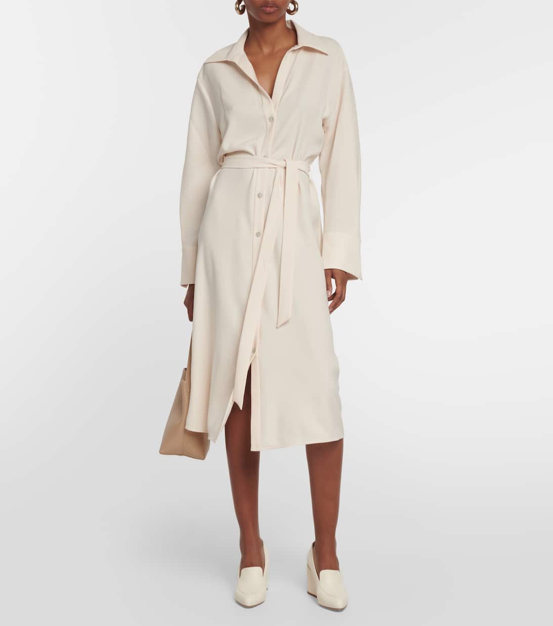 Belted Midi Shirt Dress in White Vince Mytheresa