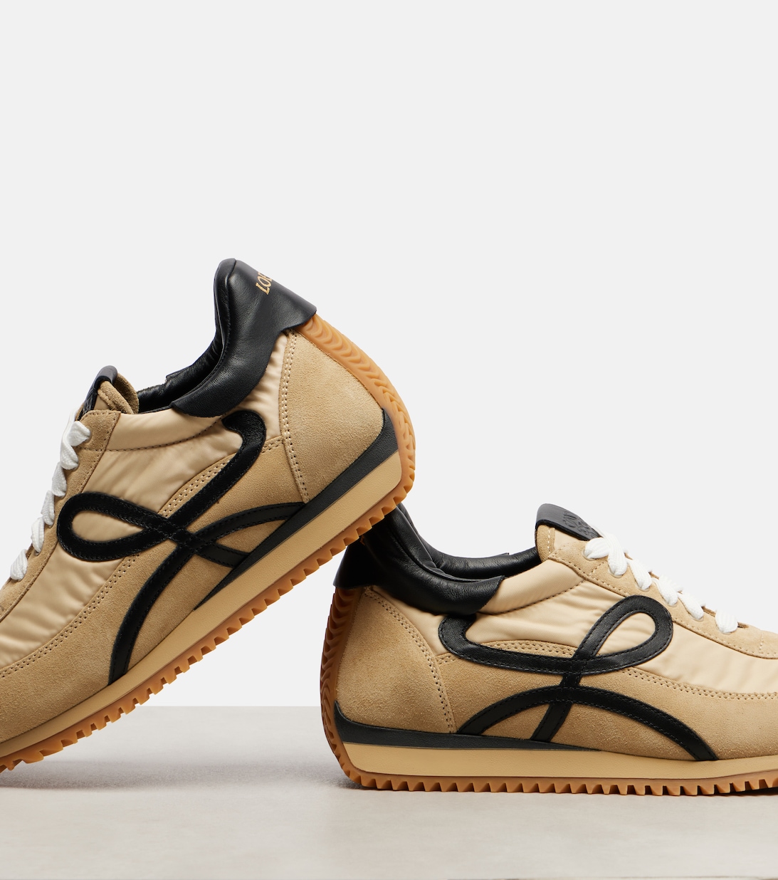 LOEWE 26S FLOW RUNNER SNEAKER IN DARK BROWN SUEDE AND CALFSKIN