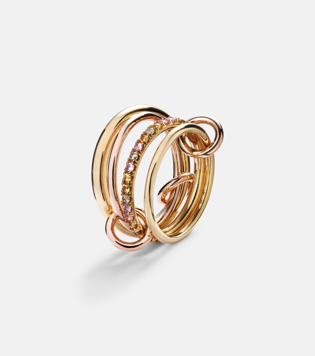 Nimbus 18 Kt Gold And Rose Gold Linked Rings With Sapphires And ...