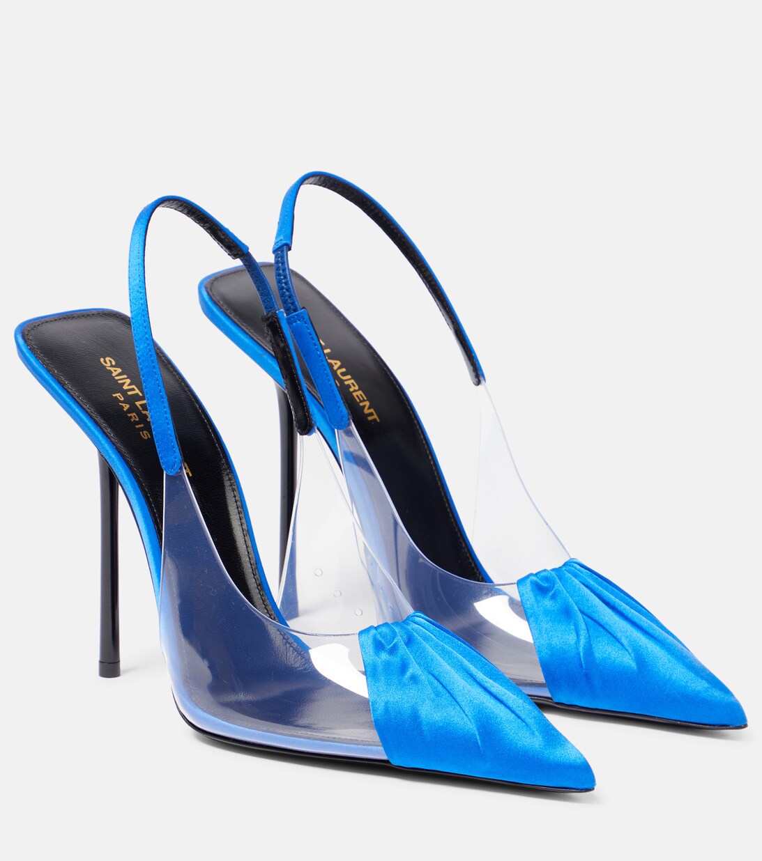 Chica PVC And Satin Slingback Pumps in Blue - Saint Laurent | Mytheresa