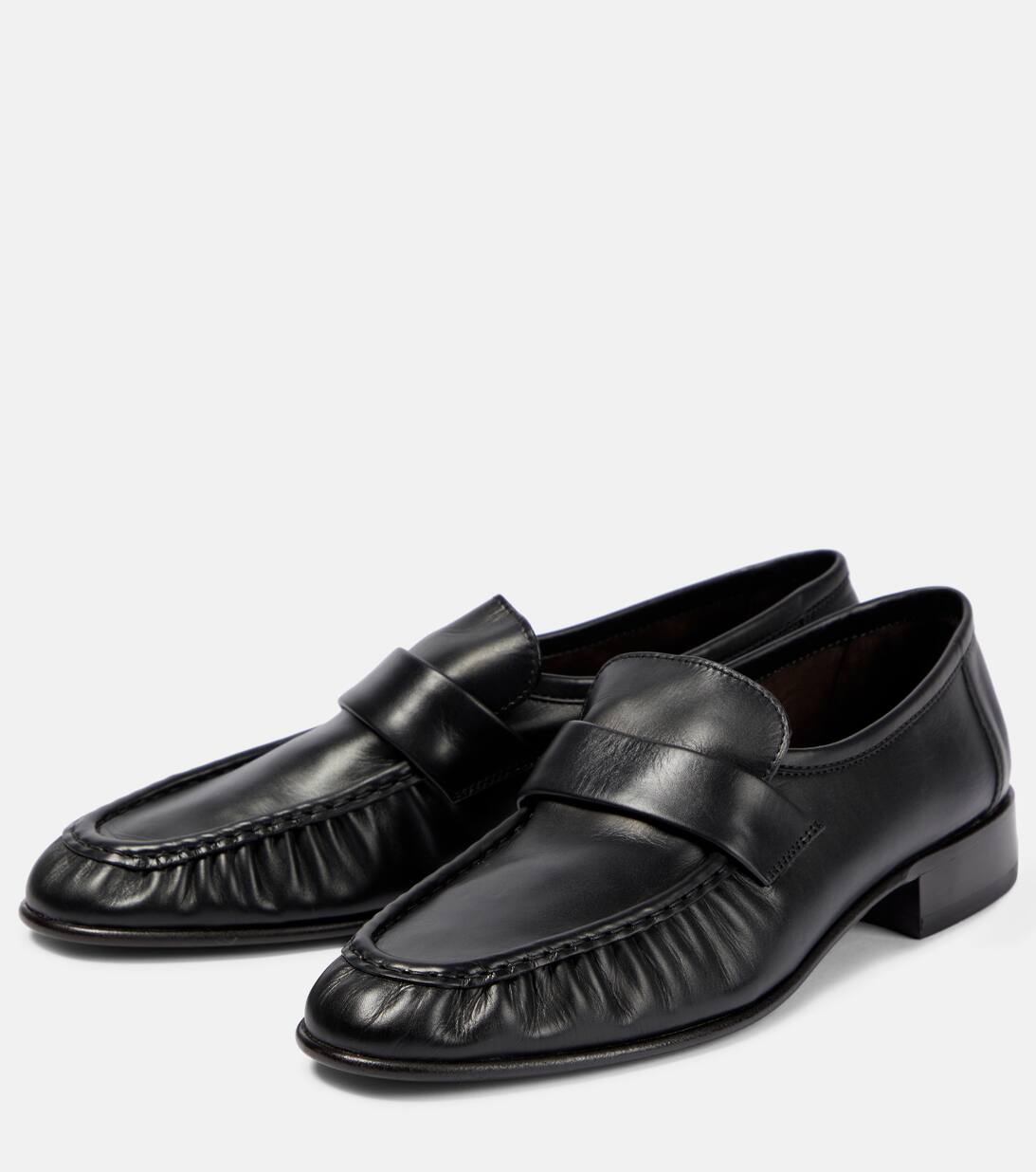 Soft Leather Loafers in Black The Row Mytheresa