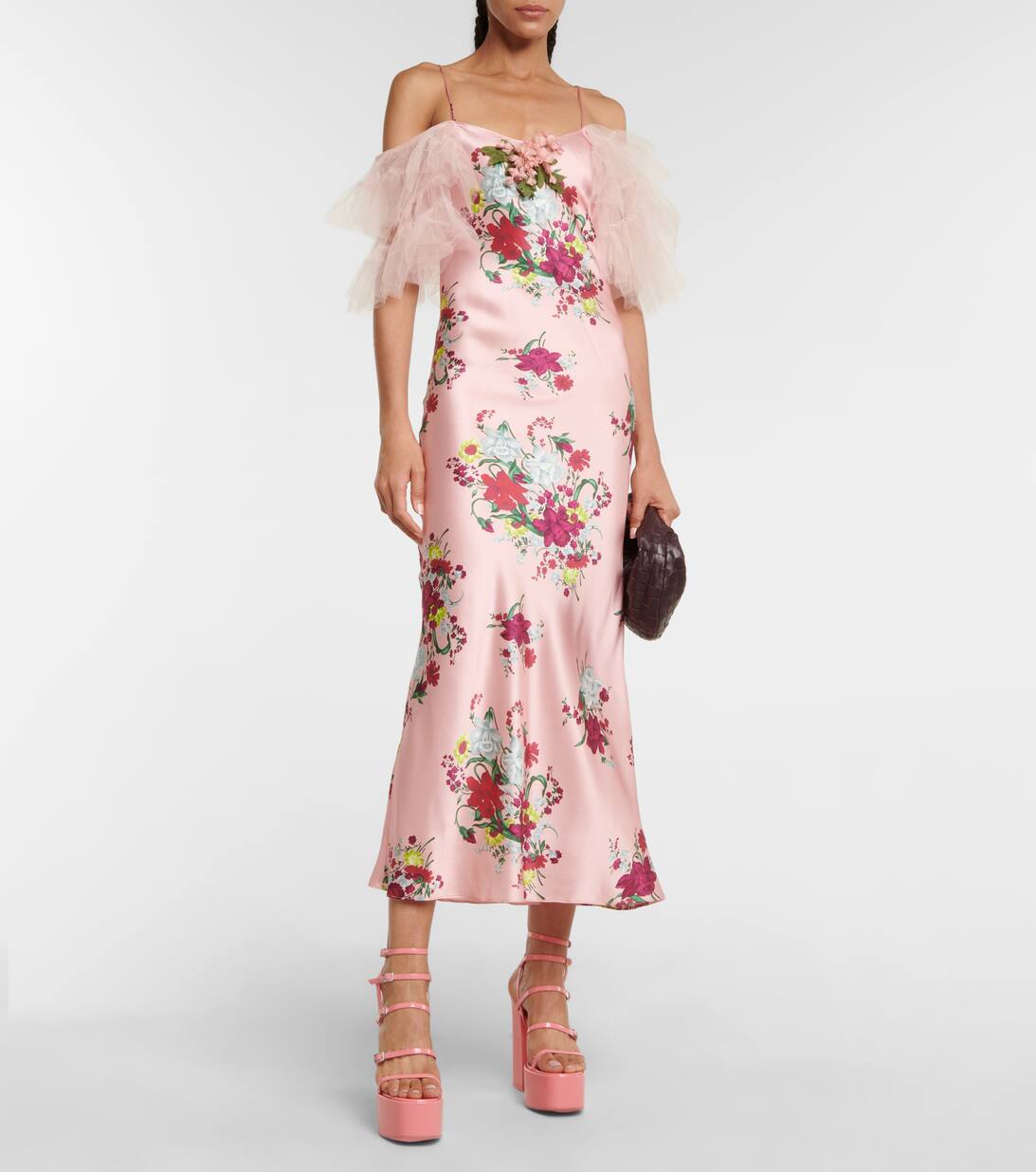 Embellished Floral Maxi Dress in Pink Rodarte Mytheresa