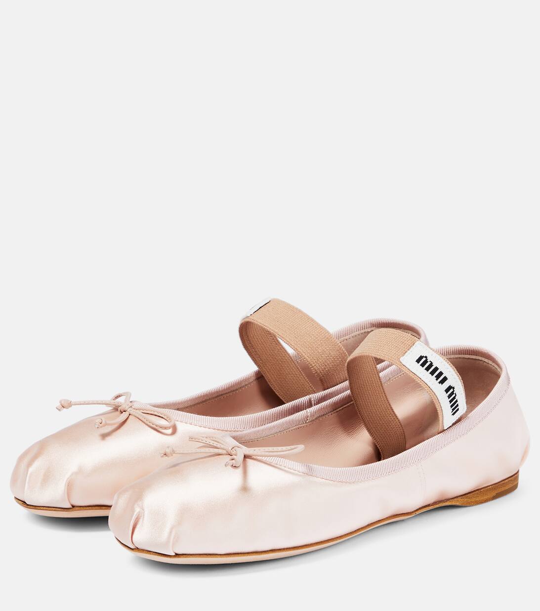 Logo Satin Ballet Flats in Pink Miu Miu Mytheresa