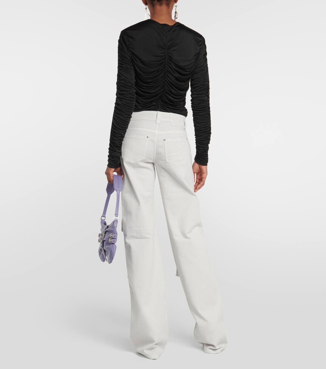 Low Rise Denim Cargo Pants in Grey Blumarine Mytheresa