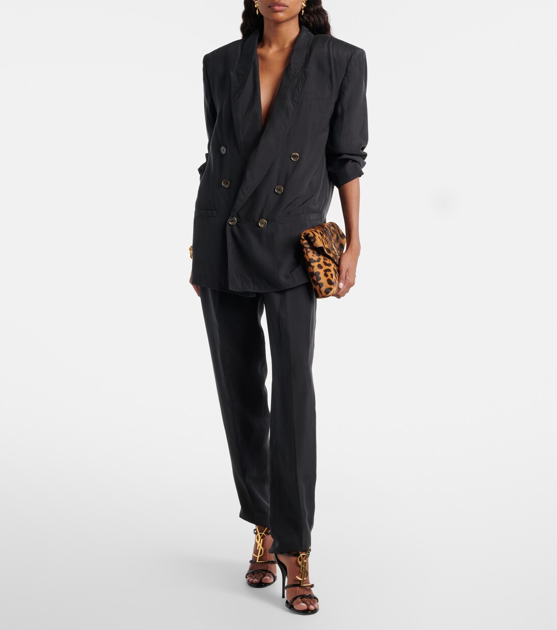 Saint Laurent Women's Leather Sandal Black