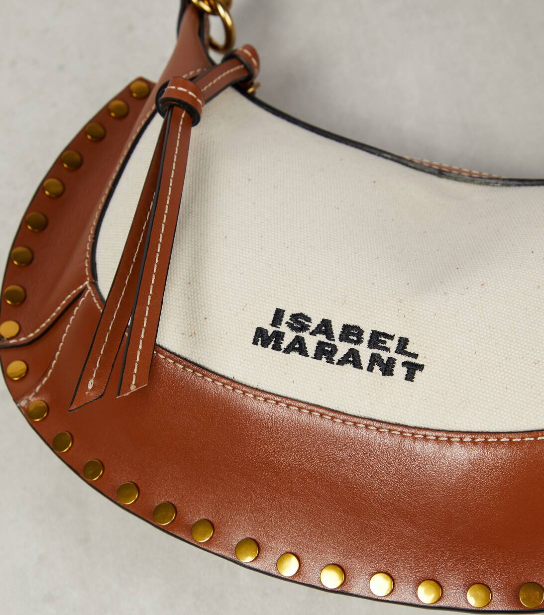 Osak Moon Leather And Canvas Shoulder Bag in Multicoloured Isabel