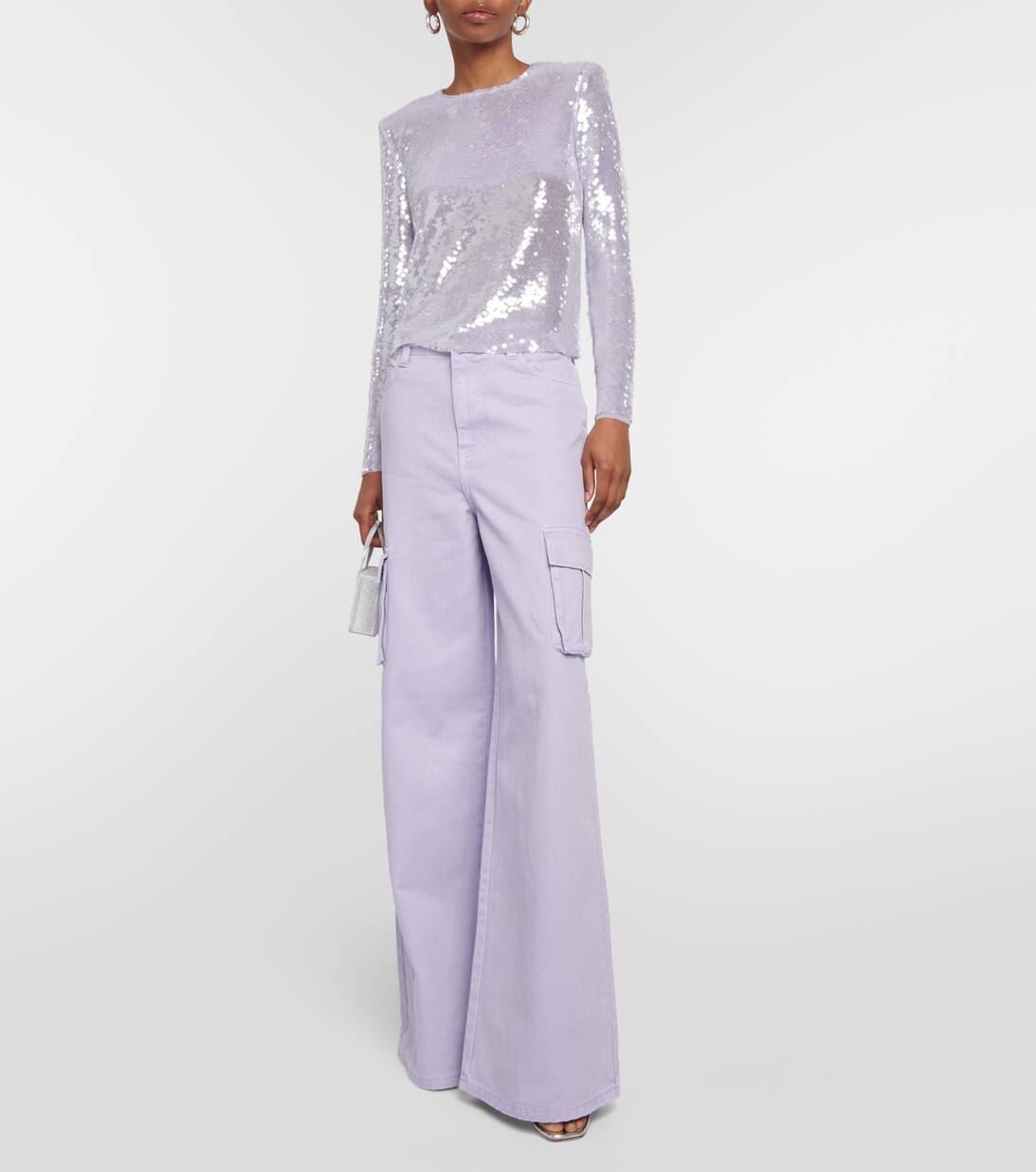 Sequined Cropped Top in Purple Self Portrait Mytheresa