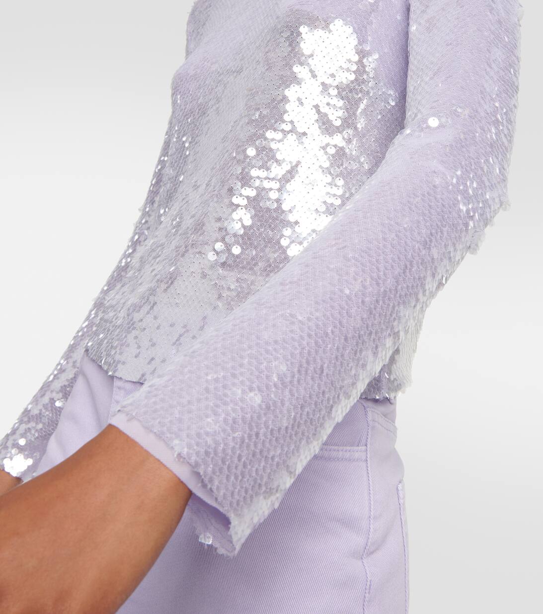 Sequined Cropped Top in Purple Self Portrait Mytheresa