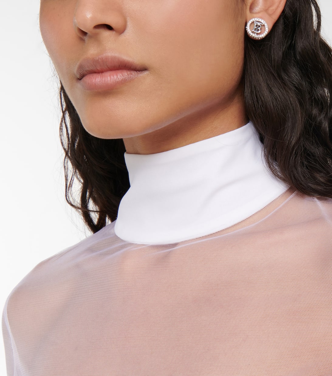 실버 TB 모노그램 임벨리시드 이어링 Burberry Mytheresa