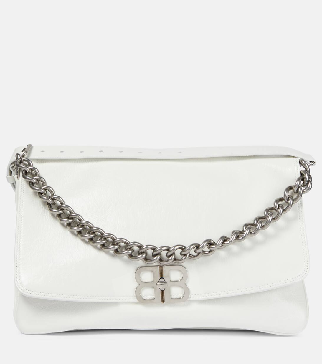 BB Leather Shoulder Bag in White Balenciaga Mytheresa