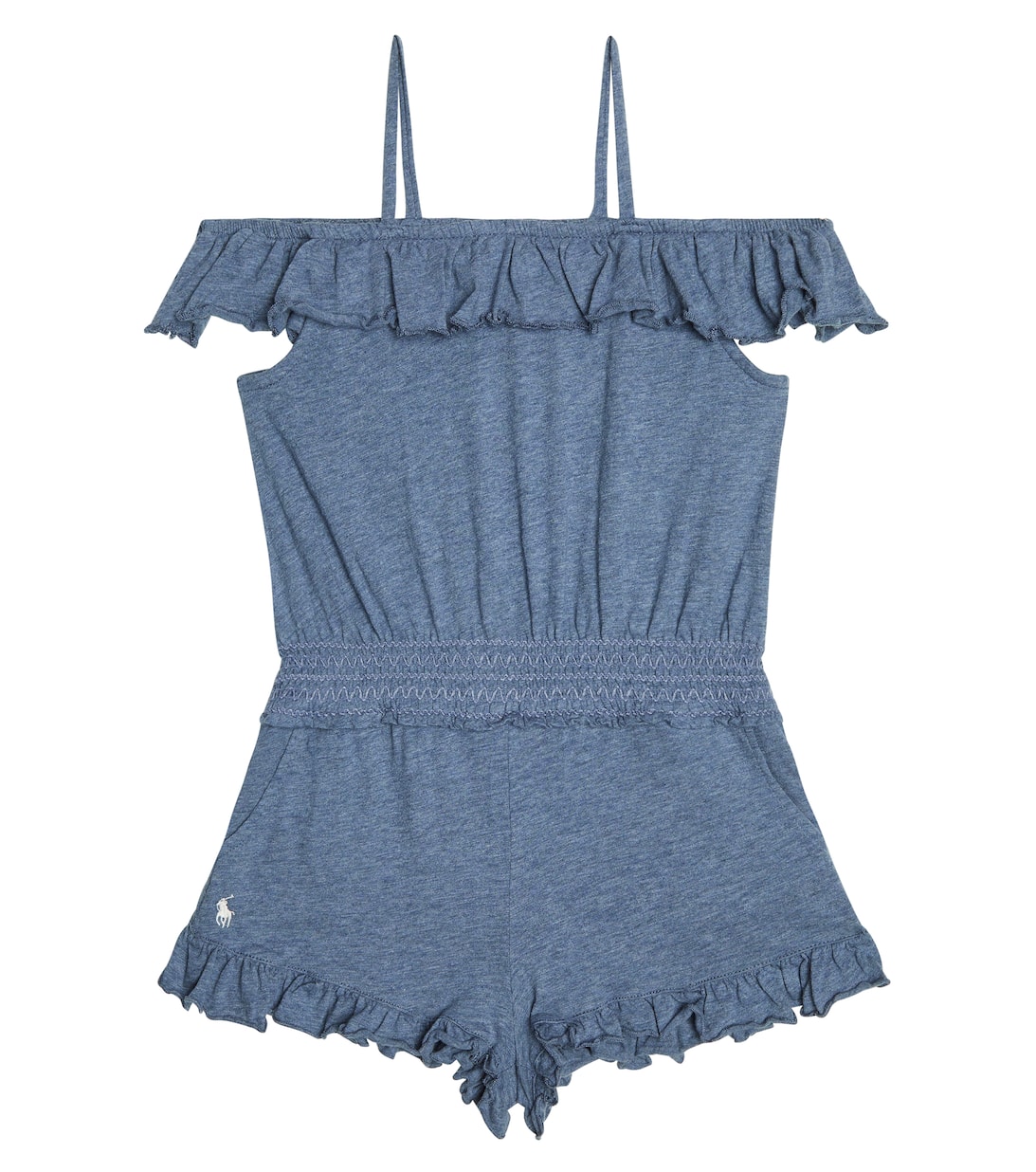 Cotton Jersey Playsuit in Blue Polo Ralph Lauren Kids Mytheresa