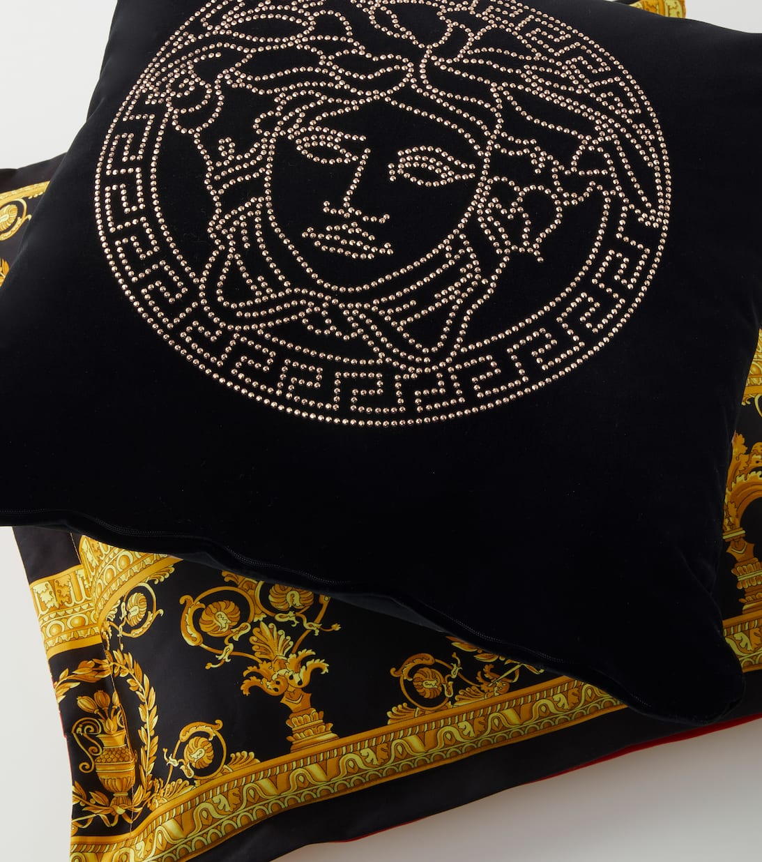Medusa Embellished Velvet Cushion in Black Versace Home Mytheresa