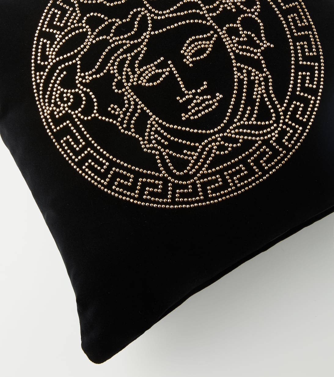 Medusa Embellished Velvet Cushion in Black Versace Home Mytheresa