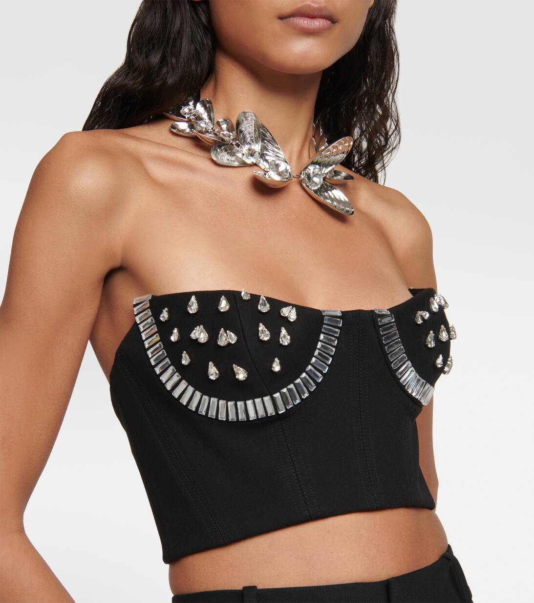Crystal Embellished Bustier in Black Area Mytheresa