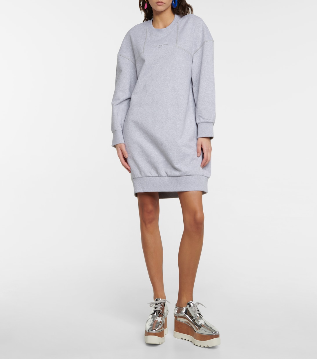 Cotton Jersey Sweater Dress in Grey Stella Mc Cartney Mytheresa