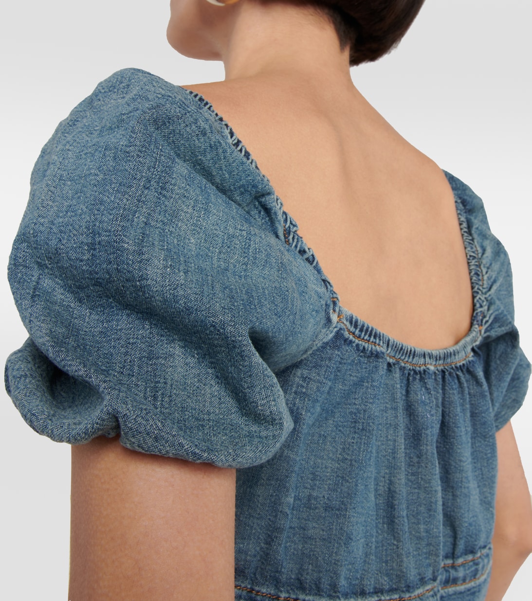 Ganni Puff-Sleeve Denim Shirt - Women's 40
