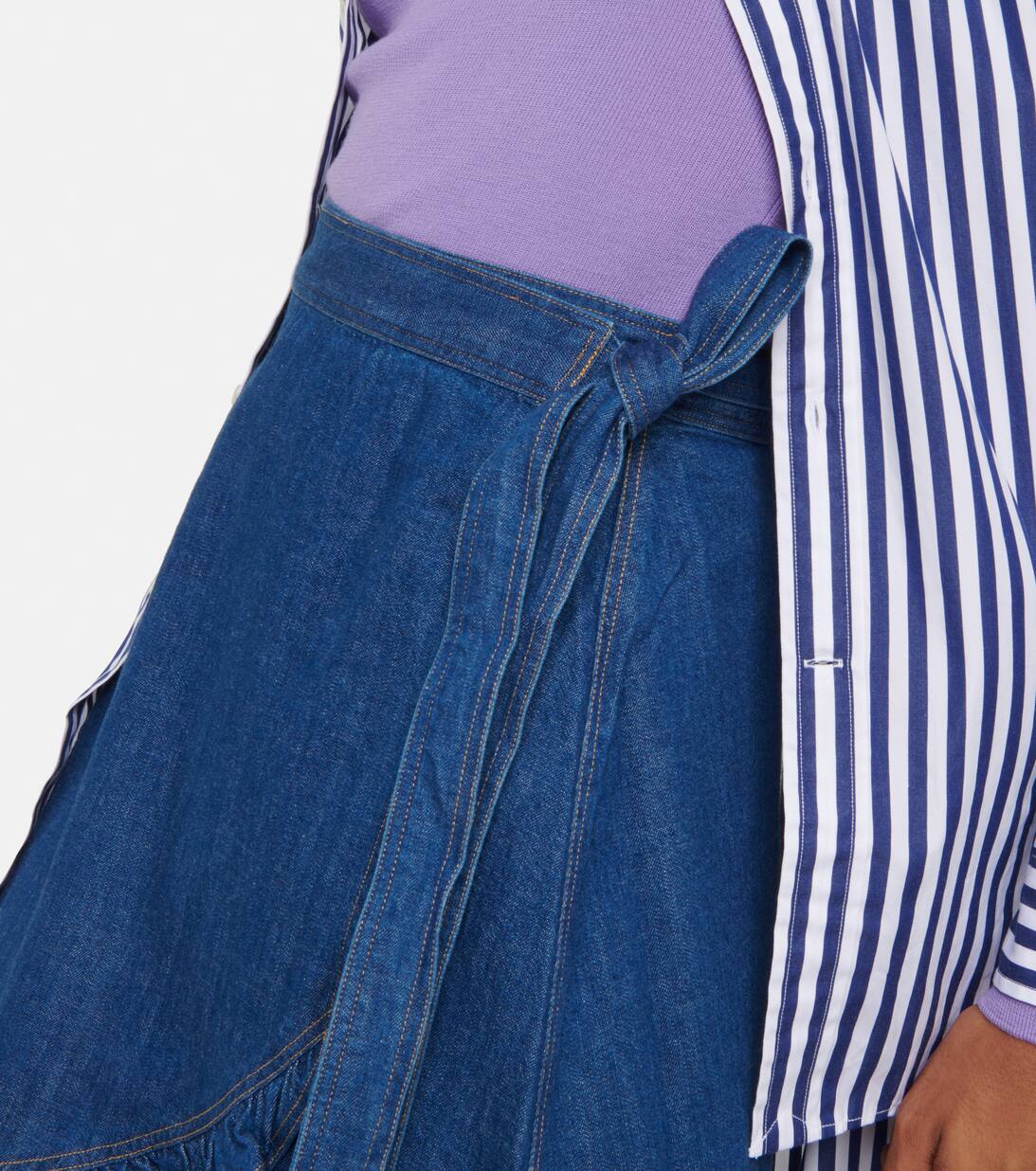 Ruffled Cotton Chambray Wrap Skirt in Blue Polo Ralph Lauren Mytheresa