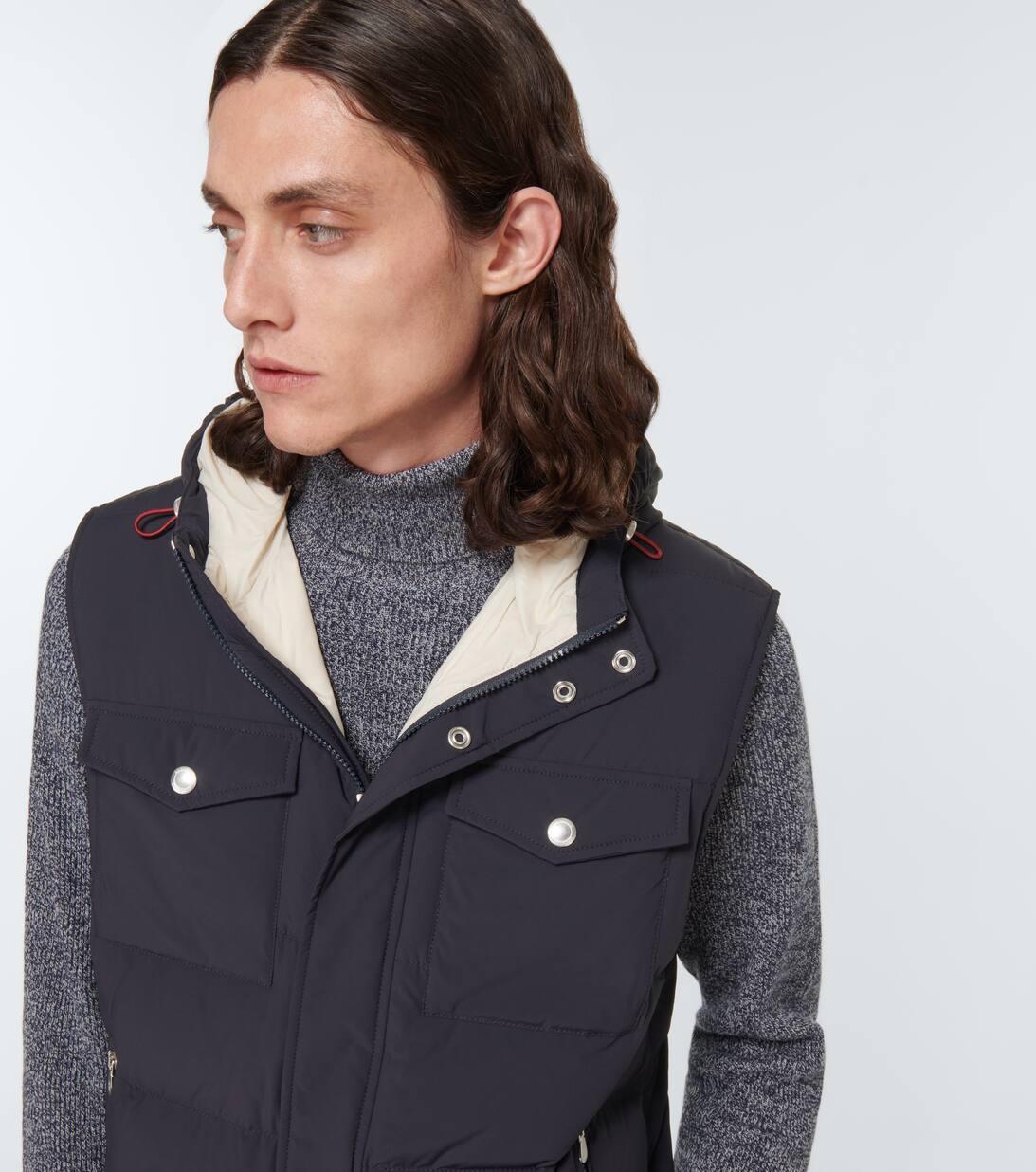 Down Vest in Blue Brunello Cucinelli Mytheresa