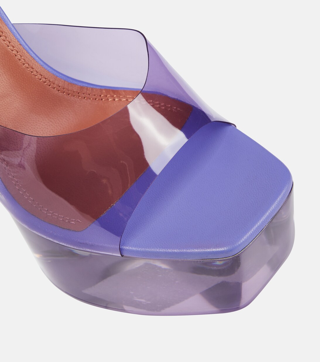 Dalida Glass PVC Platform Mules in Purple - Amina Muaddi | Mytheresa