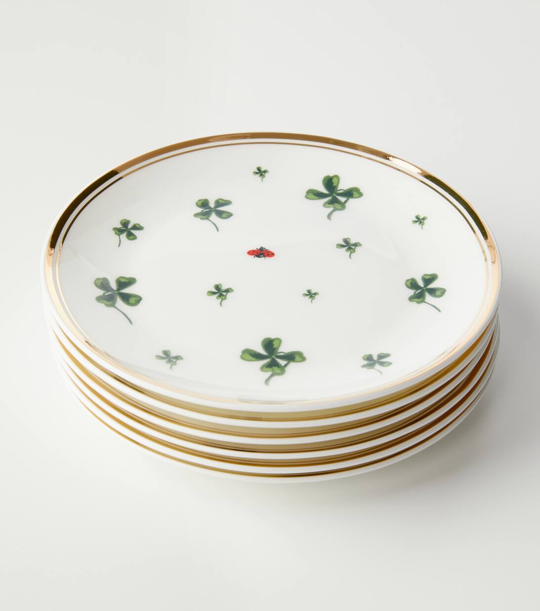 Cloverleaf And Ladybird Set Of 6 Plates in Multicoloured Bitossi