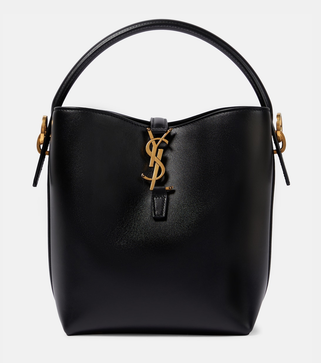 LE 37 SMALL BUCKET BAG 20 IN BLACK CALFSKIN GOLD HARDWARE