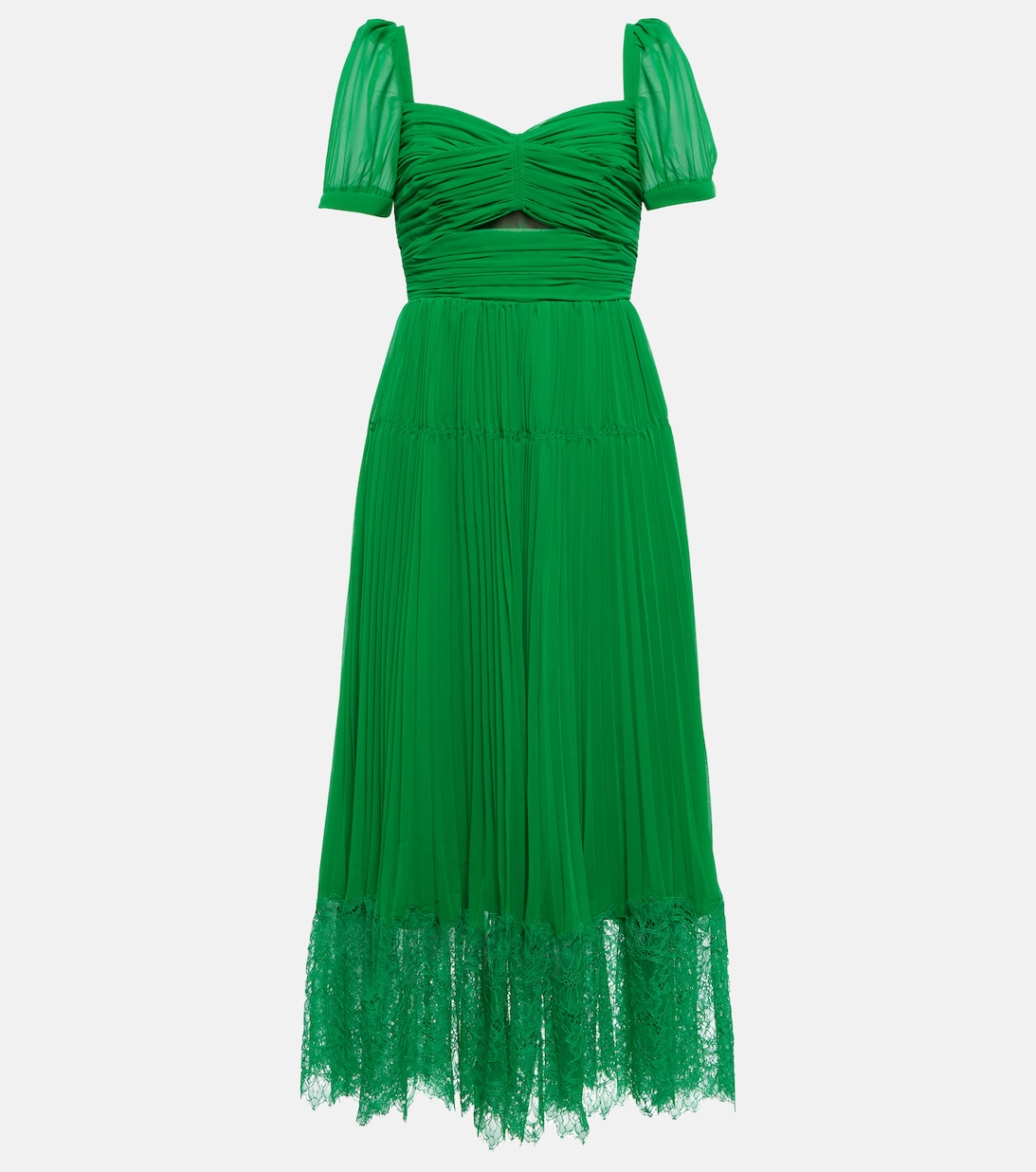 Cutout Chiffon Midi Dress in Green - Self Portrait | Mytheresa
