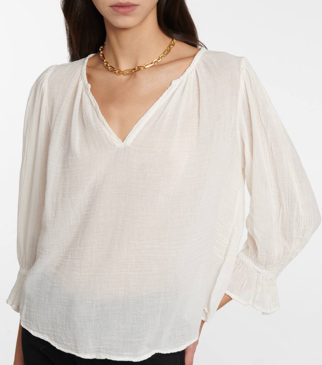 Dita Cotton Gauze Blouse in White Velvet Mytheresa
