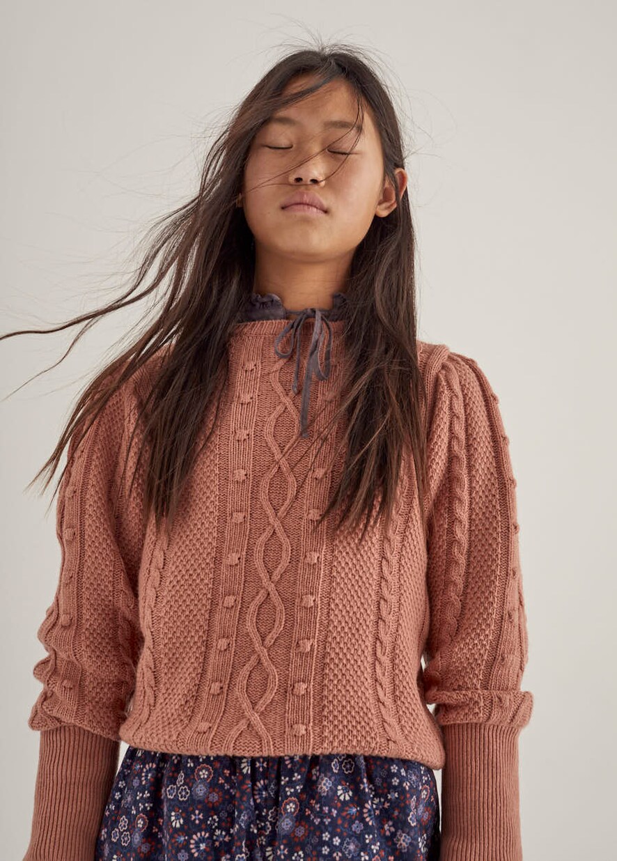 Social Cues Cable Knit Sweater In Pink