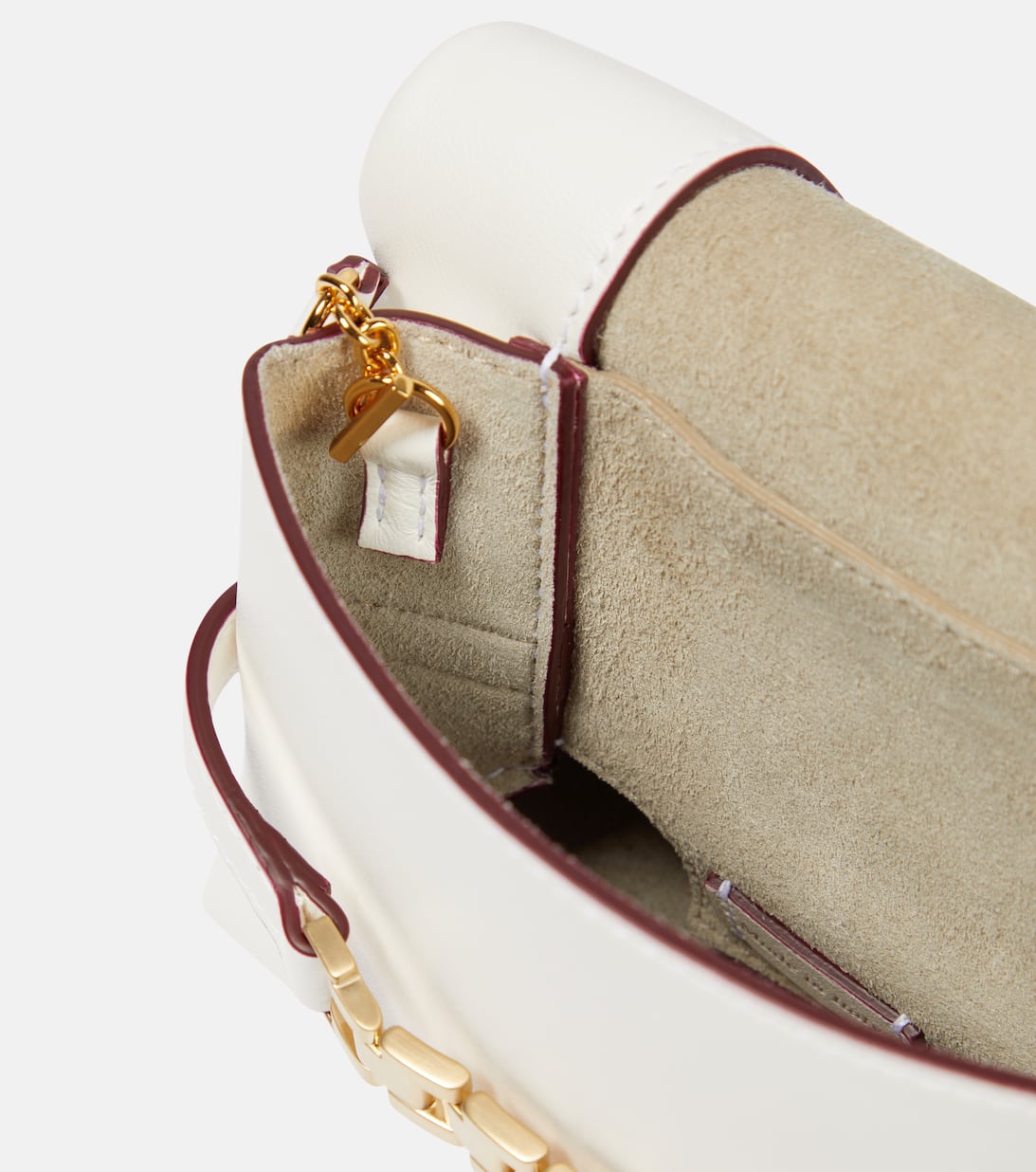 Mini Chain Leather Shoulder Bag in White Victoria Beckham Mytheresa