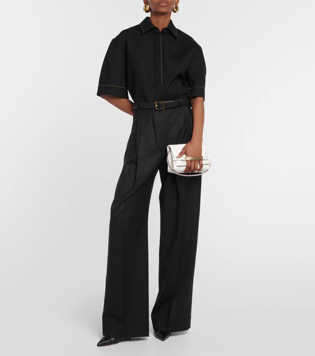 Mini Chain Leather Shoulder Bag in White Victoria Beckham Mytheresa