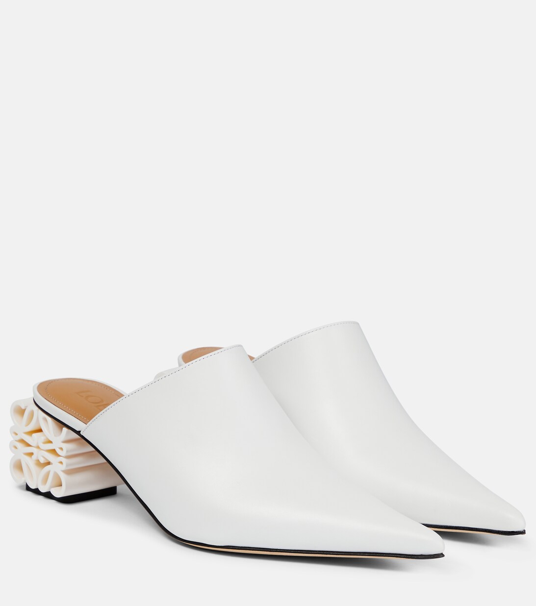 Anagram Leather Mules in White - Loewe | Mytheresa