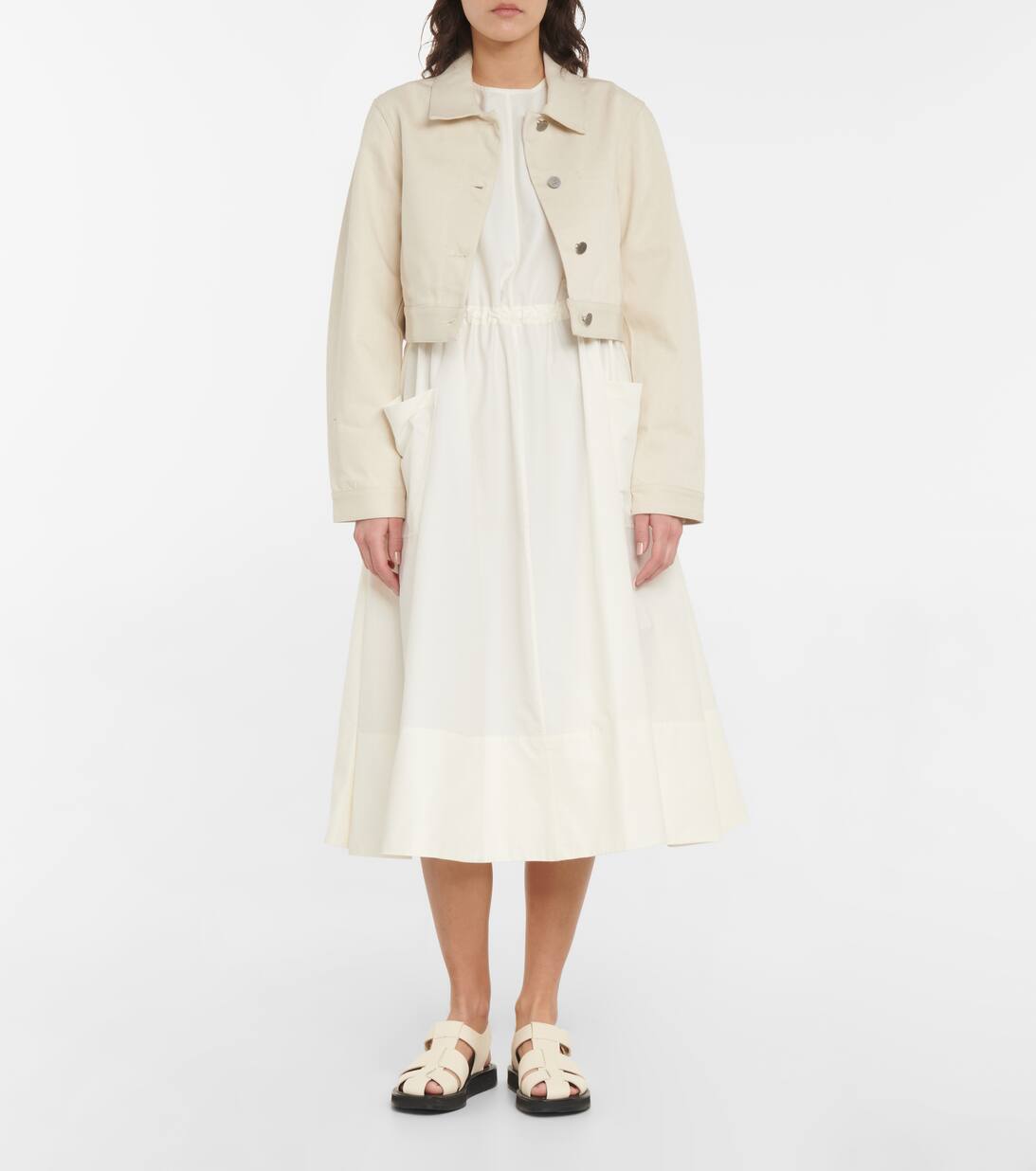 Vera Cropped Denim Jacket in White Deveaux New York Mytheresa