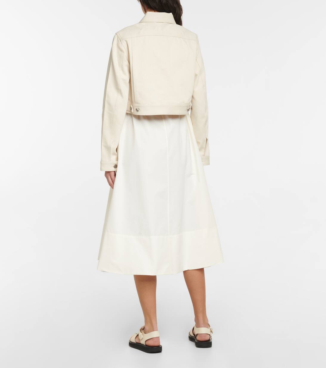 Vera Cropped Denim Jacket in White Deveaux New York Mytheresa