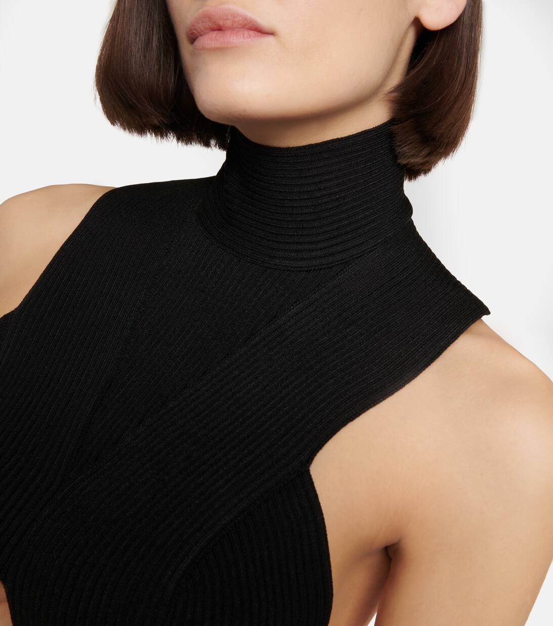 Cropped Top Aus Rippstrick in Schwarz Alaia Mytheresa