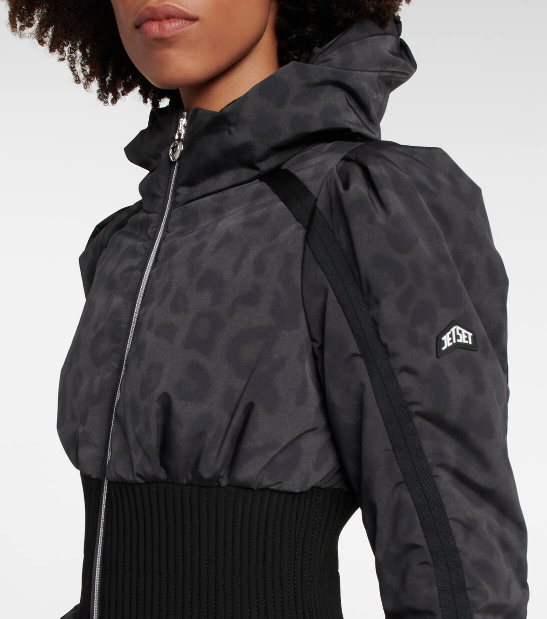 Raffaella Leopard Print Ski Jacket in Black Jet Set Mytheresa