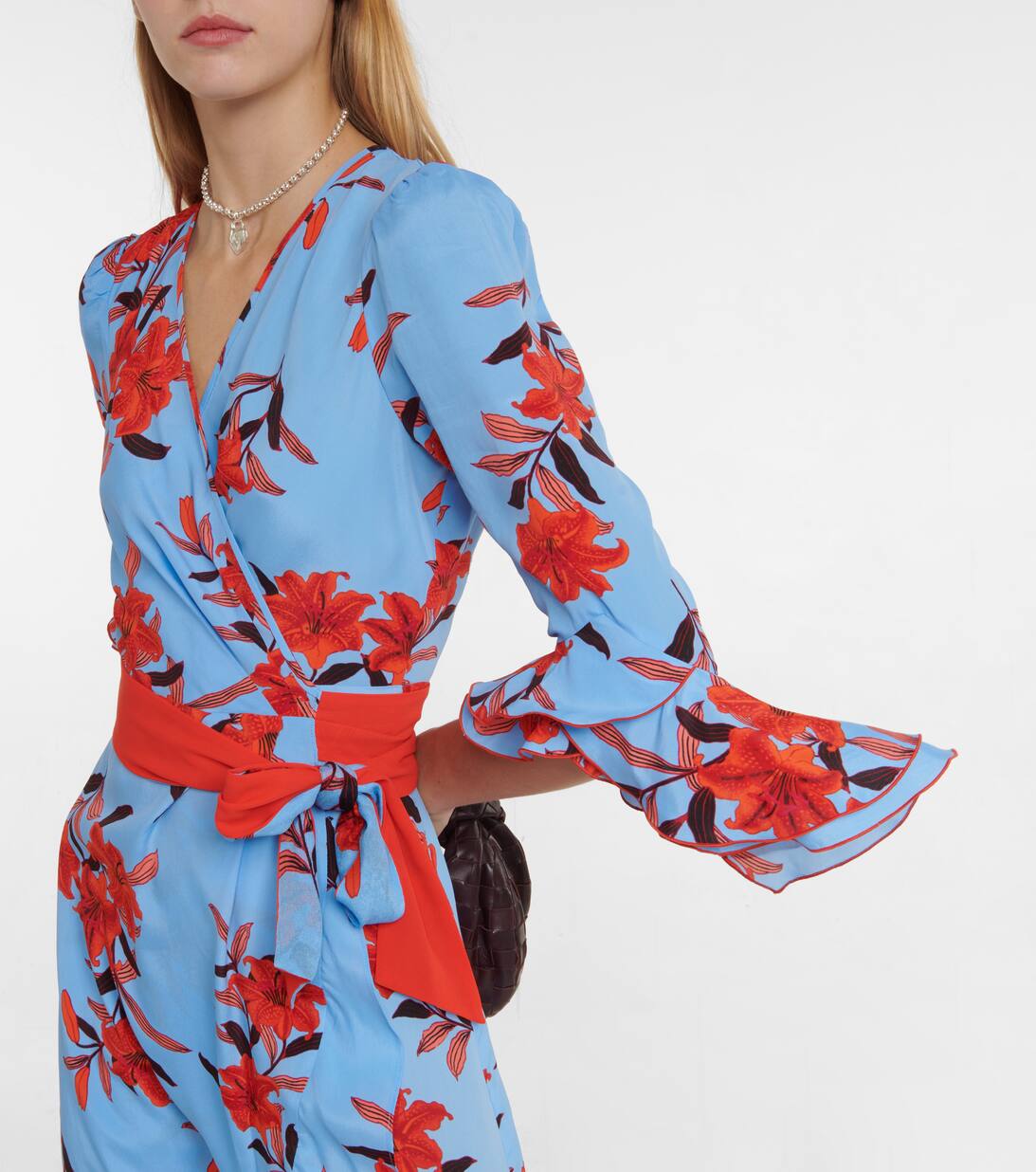 블루 Rollins 플로럴 랩 드레스 Diane Von Furstenberg Mytheresa
