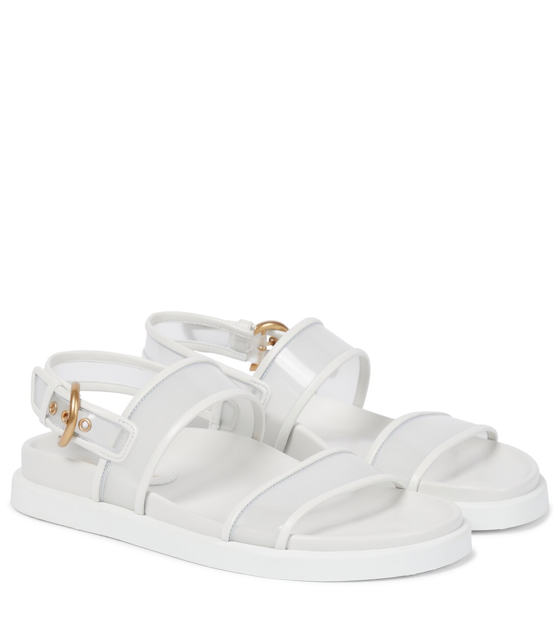 Bilbao Leather And PVC Sandals in White - Gianvito Rossi | Mytheresa