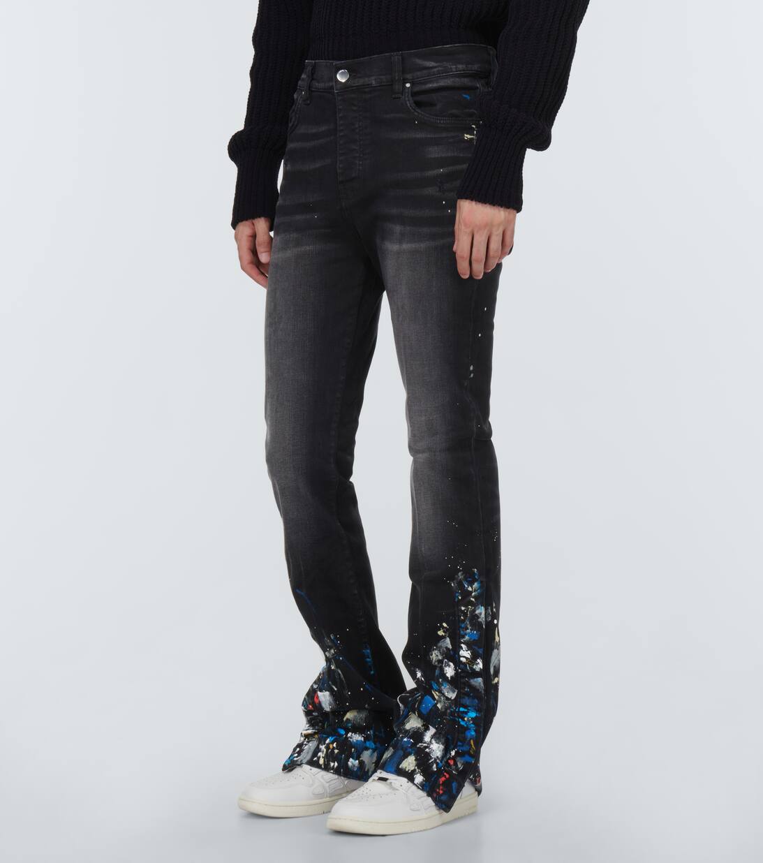 Paint Splatter Flared Jeans in Black Amiri Mytheresa
