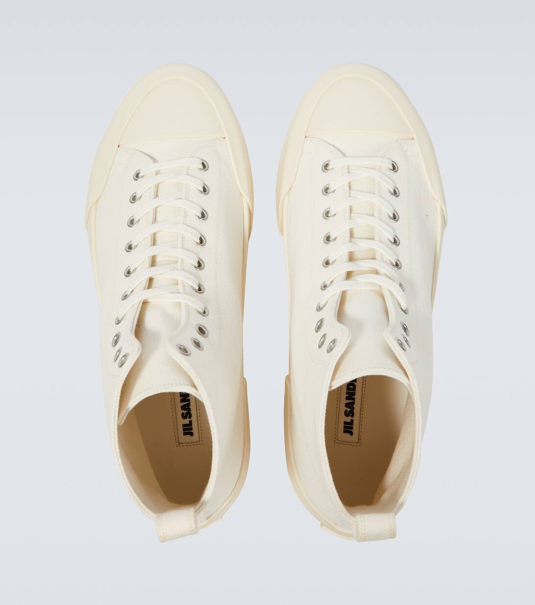 High Top Canvas Sneakers in White Jil Sander Mytheresa