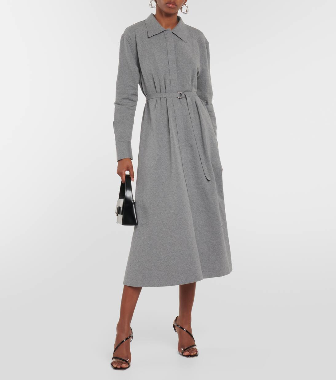 Belted Terry Midi Dress in Grey Norma Kamali Mytheresa
