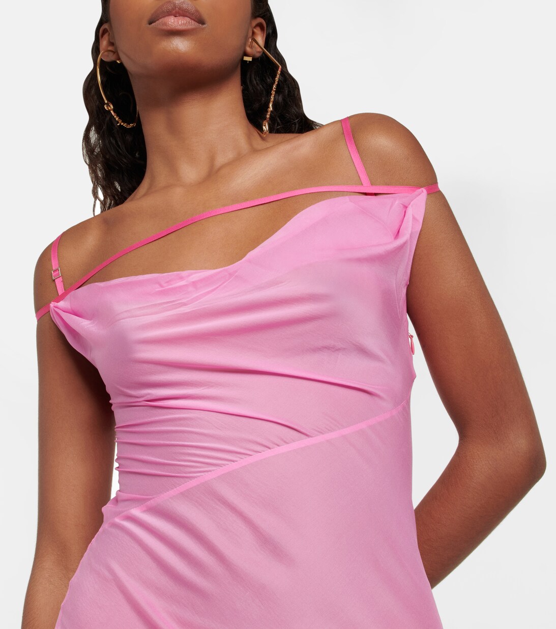 La Robe Draggiu Draped Maxi Dress in Pink - Jacquemus | Mytheresa