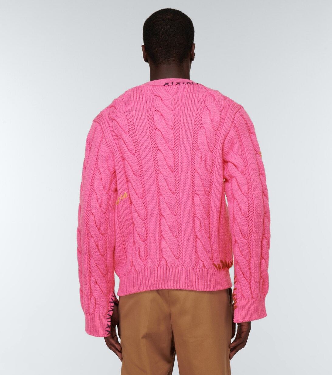 Cable Knit Wool Cardigan in Pink - Marni | Mytheresa