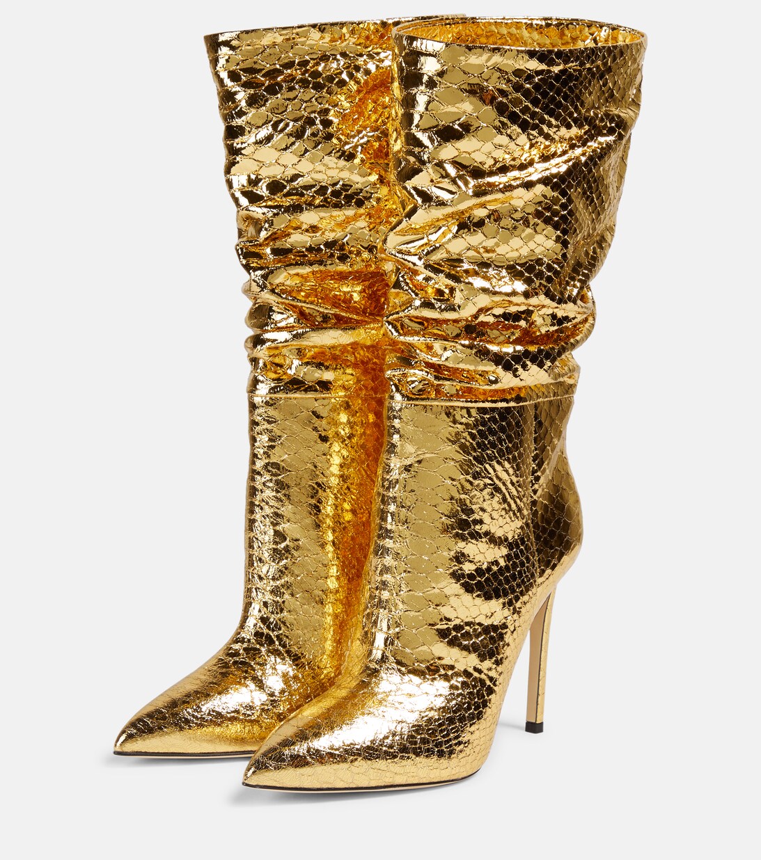 Slouchy Metallic Leather Knee-High Boots