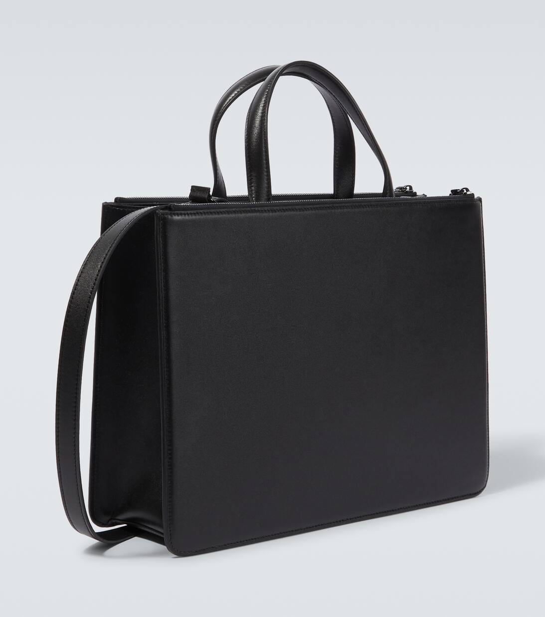 V Logo Leather Briefcase in Black Valentino Garavani Mytheresa
