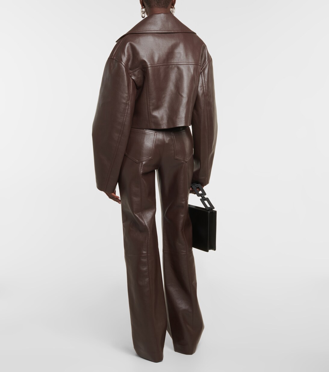 Sapir Cropped Faux Leather Jacket in Brown - Nanushka | Mytheresa