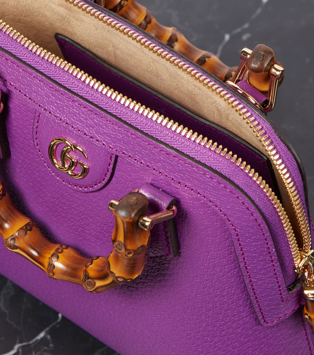 Gucci Diana Mini Leather Tote Bag in Purple Gucci Mytheresa