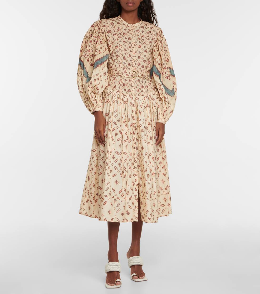 Esti Printed Cotton Midi Dress in Neutrals Ulla Johnson Mytheresa
