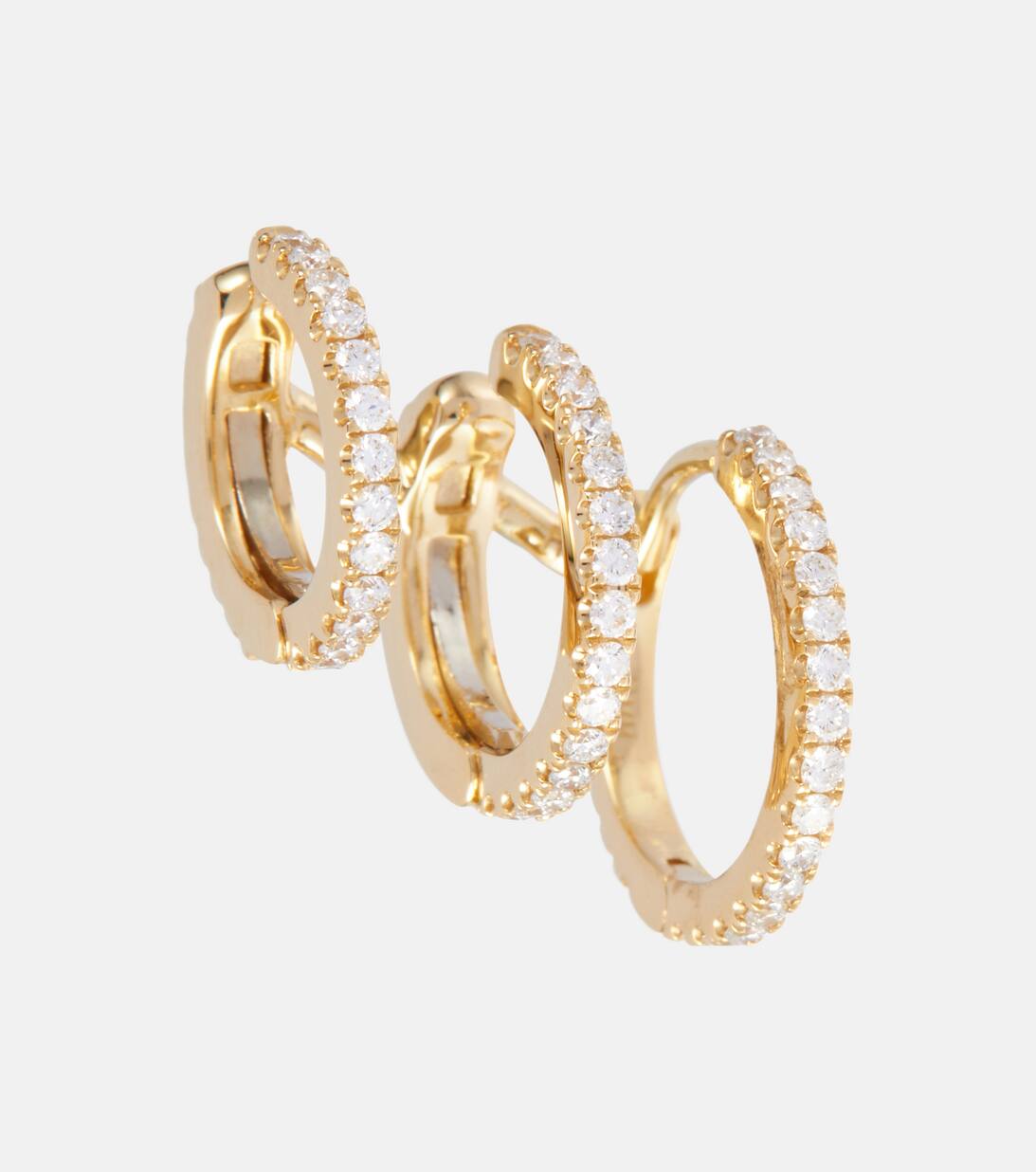 Linked Pave Eternity 18 Kt Gold Stacked Ear Cuff With Diamonds in Gold