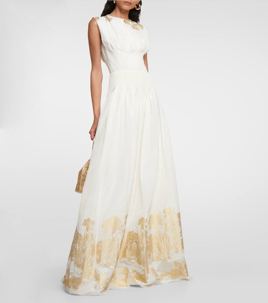 Eliza Jacquard Embroidered Maxi Dress in White Costarellos Mytheresa